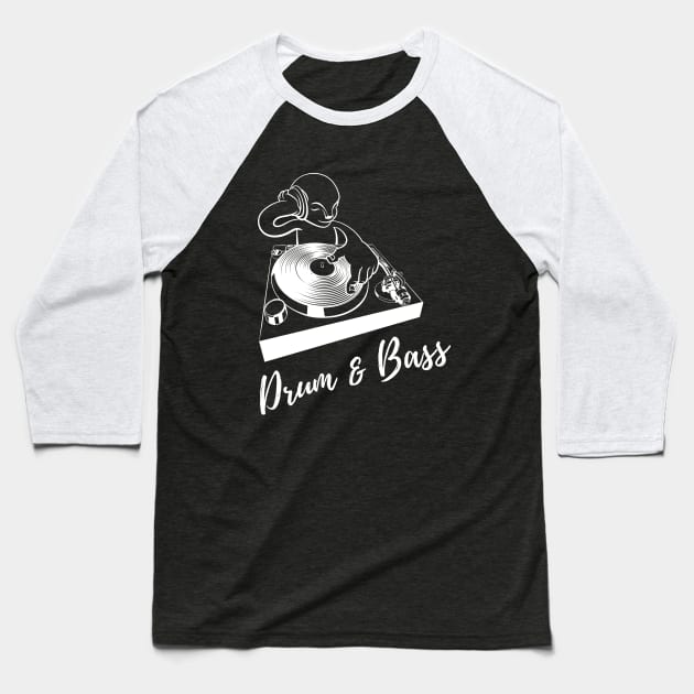 Drum n Bass Buddha DJ Mixing Vinyl Baseball T-Shirt by T-Shirt Dealer